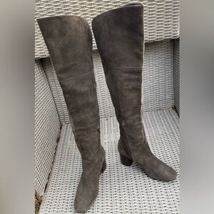 FRYE Clara Boots Over-the-knee Slouch Pull On Smoke Gray Suede Sz 9.5 M